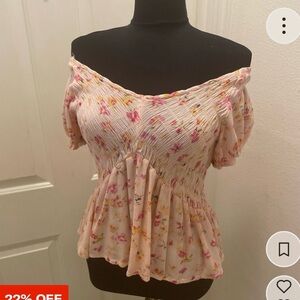 Light pink floral babydoll blouse